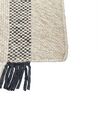 Teppich Wolle cremeweiß / schwarz 160 x 230 cm Streifenmuster Kurzflor TACETTIN_847219
