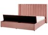 Polsterbett Samtstoff rosa mit Stauraum 180 x 200 cm NOYERS_806071