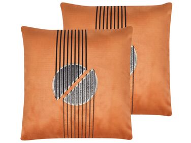Set di 2 cuscini decorativi 45 x 45 cm in velluto arancione CEROPEGIA