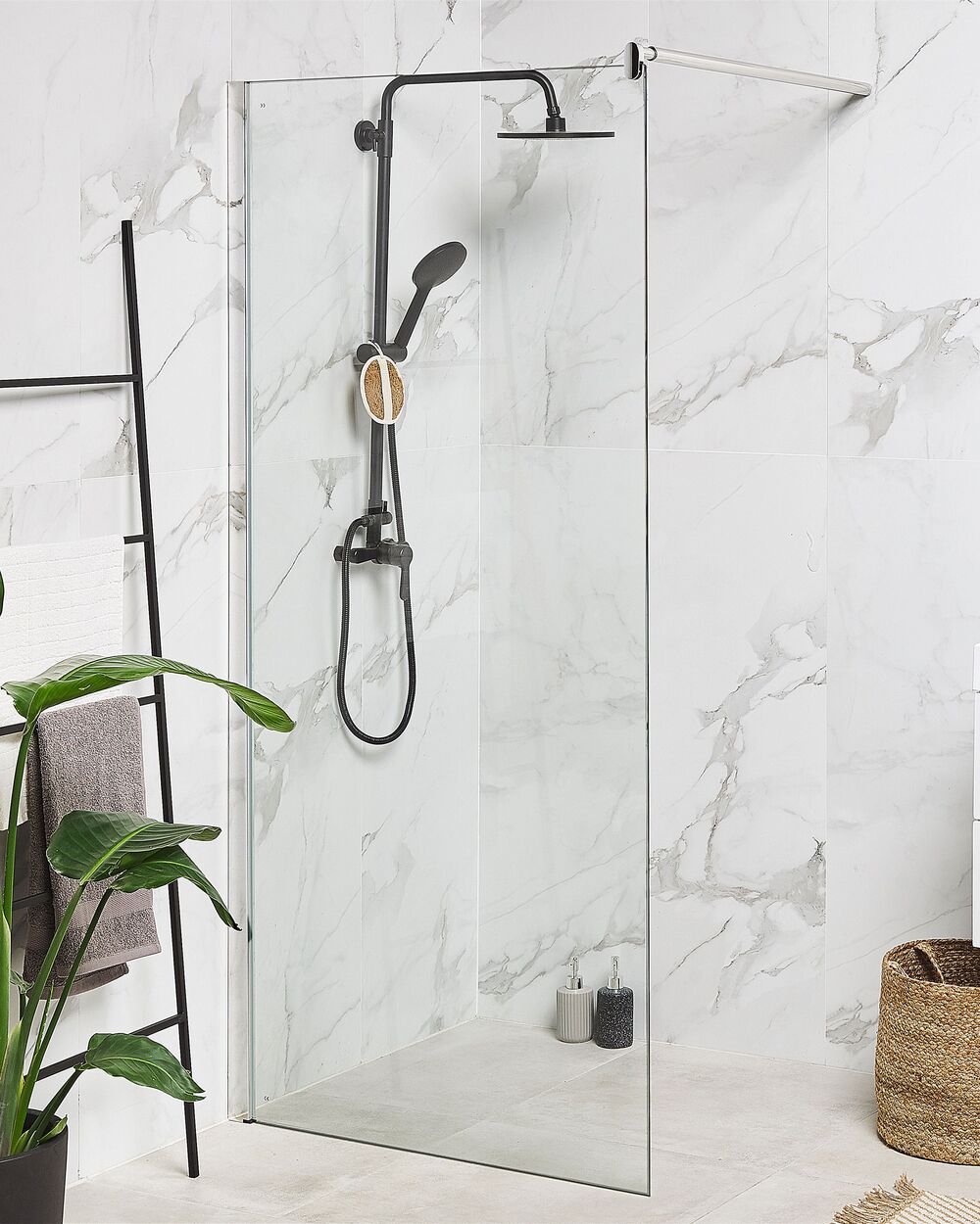 Tempered Glass Shower Screen 100 x 190 cm AHAUS Beliani.co.uk