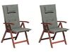 Set of 6 Acacia Garden Folding Chairs with Grey Cushions TOSCANA_785477