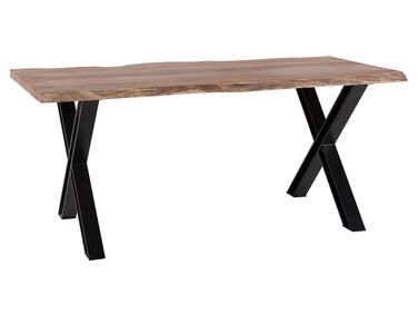 Rusztikus Fa Étkezőasztal Fekete Fém Lábazattal 180 x 95 cm BROOKE 