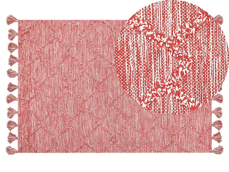 Teppich Baumwolle rot 140 x 200 cm mit Quasten NIGDE_839476