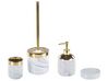 Lot de 4 accessoires de salle de bains en céramique blanc et doré HUNCAL_788541