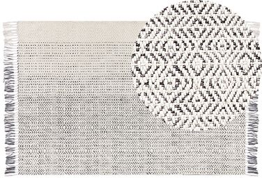 Teppich Wolle weiß / grau 160 x 230 cm Kurzflor OMERLI 