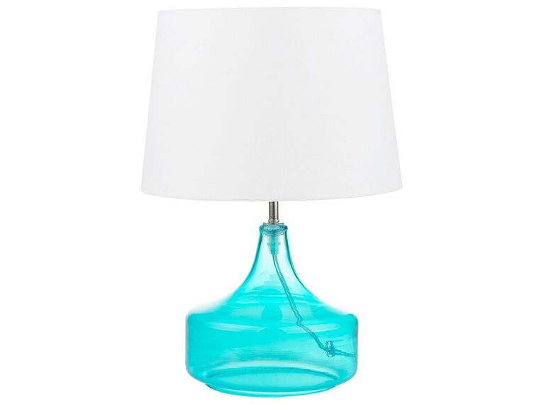 Tischlampe Glas blau / weiß 42 cm Trommelform ERZEN_726690