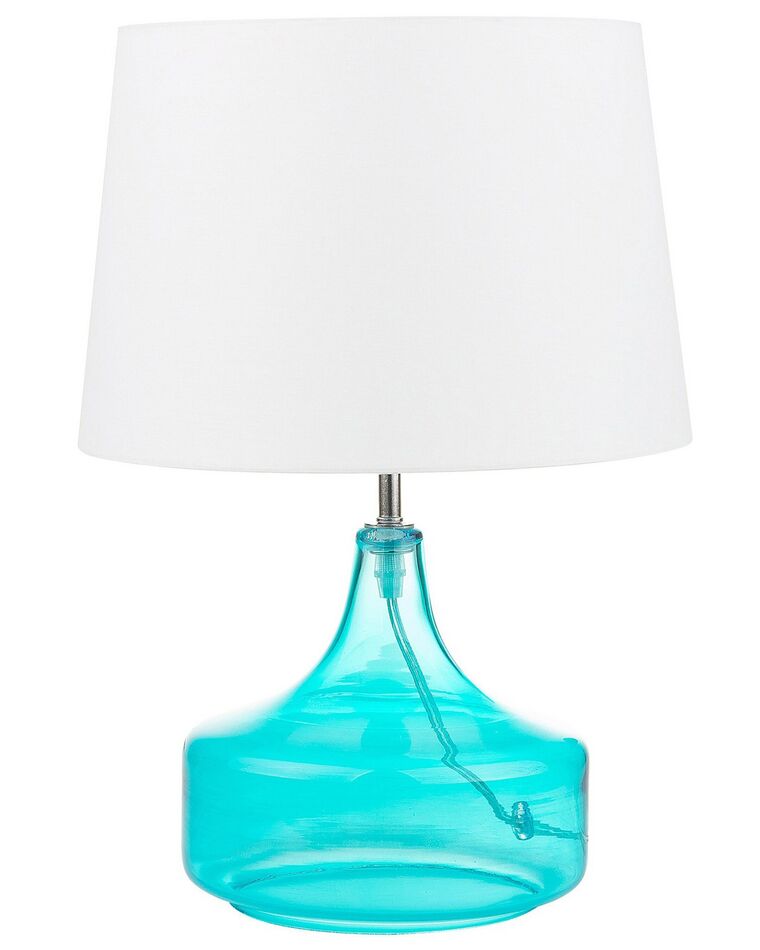 Lampada da tavolo in vetro blu/bianco ERZEN_726690