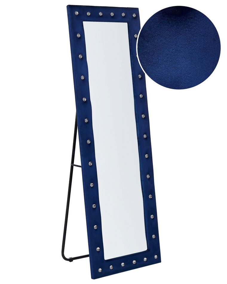 Espelho de pé com moldura em veludo azul 50 x 150 cm ANSOUIS_903996