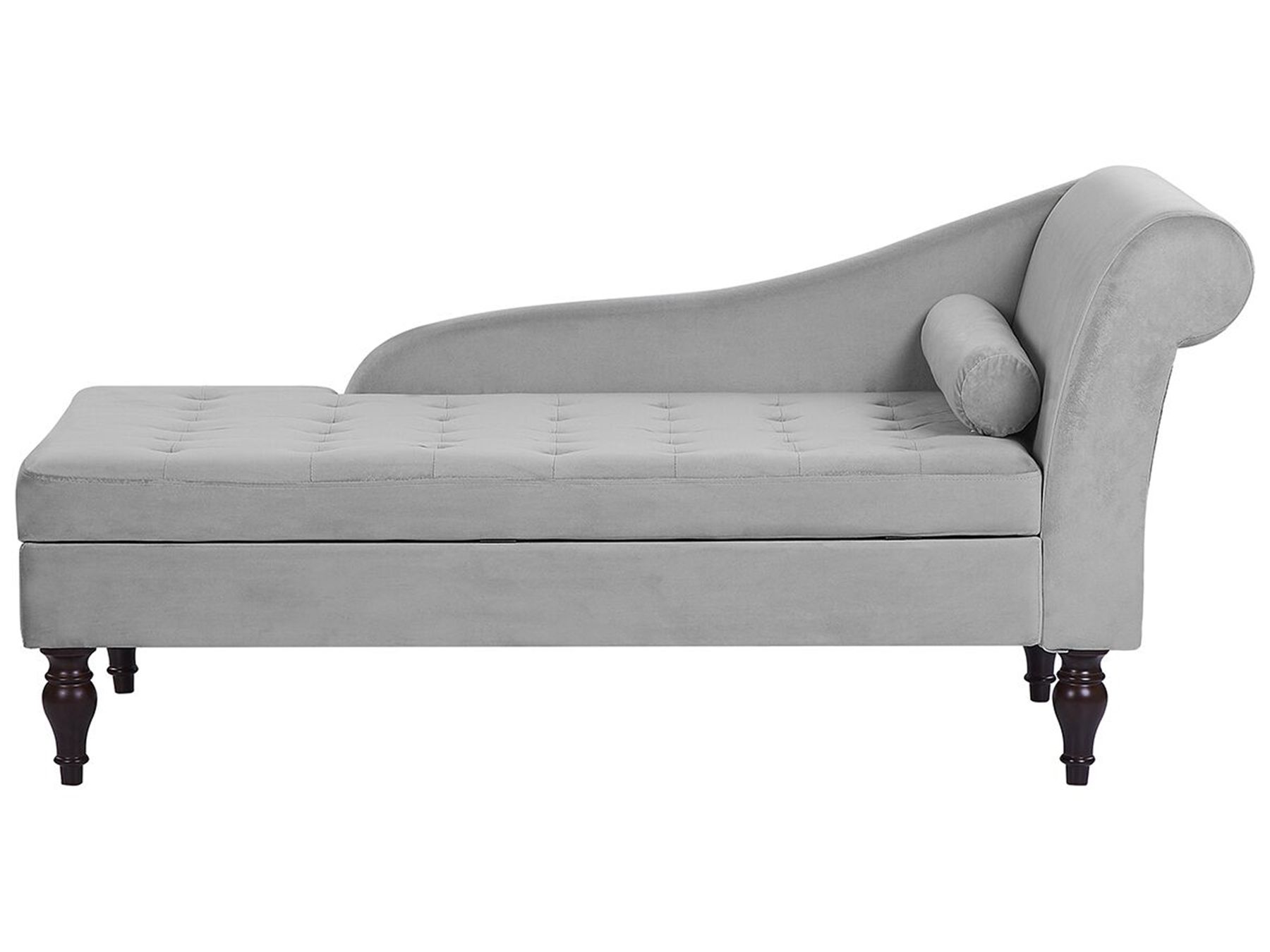 Velvet Chaise Lounge with Storage Light Grey PESSAC Beliani.co.uk