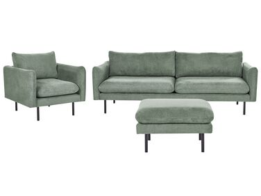 Conjunto de sofás 5 lugares com repousa-pés em tecido verde claro VINTERBRO