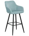 Conjunto de 2 sillas de bar de terciopelo azul claro CASMALIA_898998