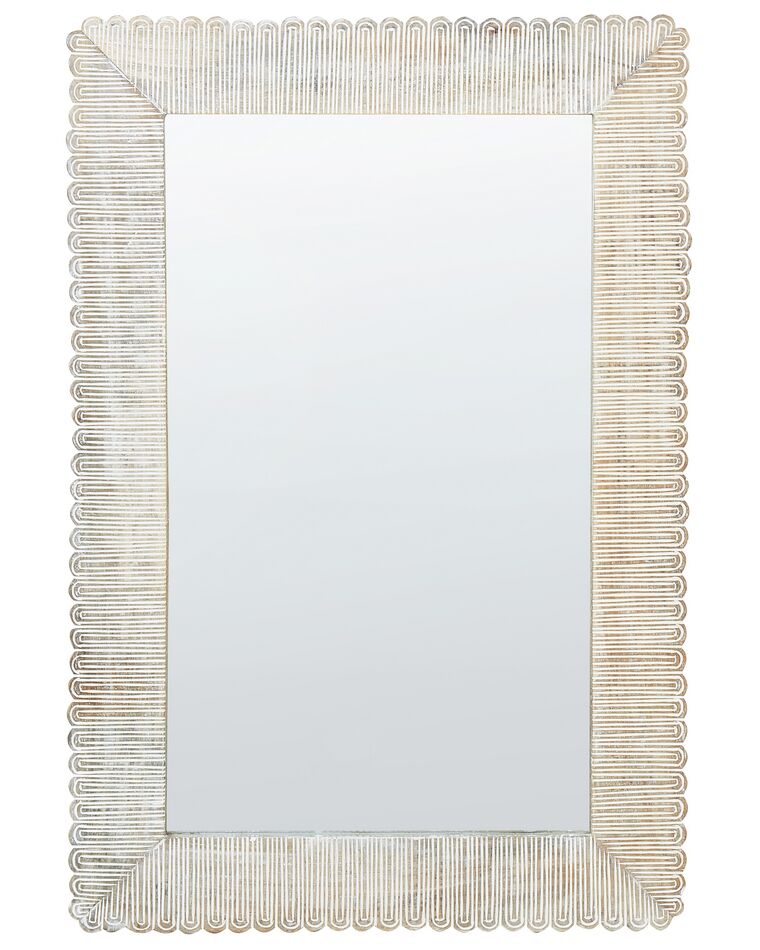 Drevené nástenné zrkadlo 63 x 94 cm krémová biela BAUGY_899794