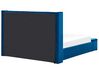 Lit double en velours bleu avec banc coffre 160 x 200 cm NOYERS_834700