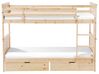 Łóżko piętrowe z szufladami drewniane 90 x 200 cm jasne drewno ALBON_883455