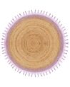 Alfombra de yute beige/violeta ⌀ 140 cm MARTS_869915