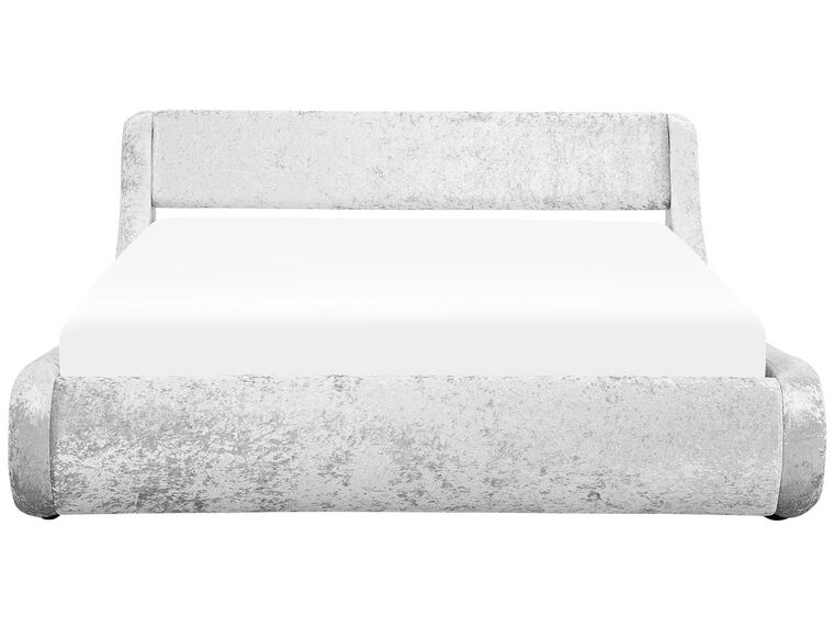 Velvet EU Super King Size Ottoman Bed Silver AVIGNON Beliani.co.uk