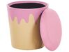 Pouf mit Stauraum Samtstoff beige / rosa ⌀ 40 cm MOUSEE_779597
