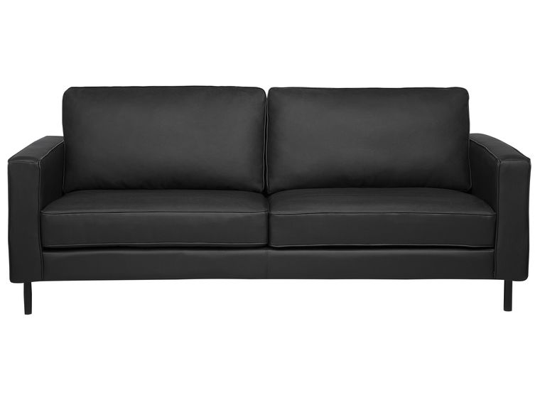Leather Living Room Set Black SAVALEN Beliani.co.uk