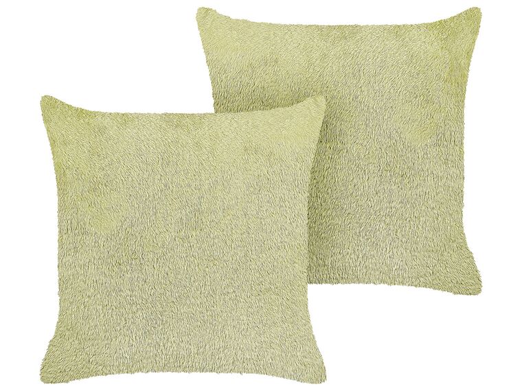 Set of 2 Faux Fur Cushions 45 x 45 cm Green PILEA_839904