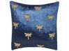 Set of 2 Embroidered Velvet Cushions Dragonfly Motif 45 x 45 cm Navy Blue BLUESTEM_892701