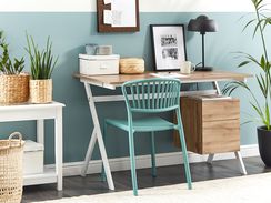 Työpöytä 120 x 60 cm valkoinen/vaalea puu ASHLAND