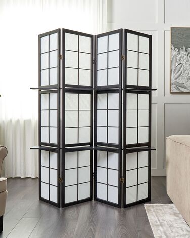 Sammenleggbar romdeler i tre med 4 paneler 170 x 120 cm svart GOMAGOI