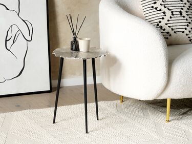 Metal Side Table Silver and Black PUHOI