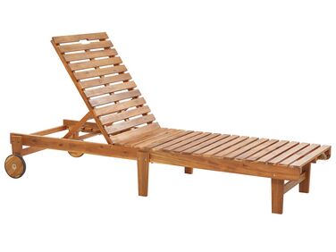 Tumbona reclinable de madera de acacia clara/blanco PIETRALUNGA