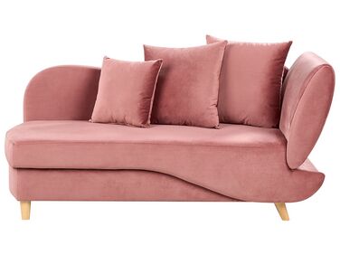 Chaise-longue à direita com arrumação em veludo rosa MERI II