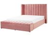 Velvet EU Super King Size Bed with Storage Bench Pink NOYERS_783361