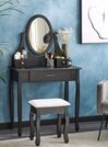 3 Drawer Dressing Table with Oval Mirror and Stool Black ASTRE_823899
