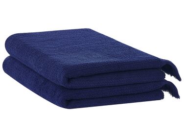 Set of 2 Cotton Terry Towels Blue ATIU