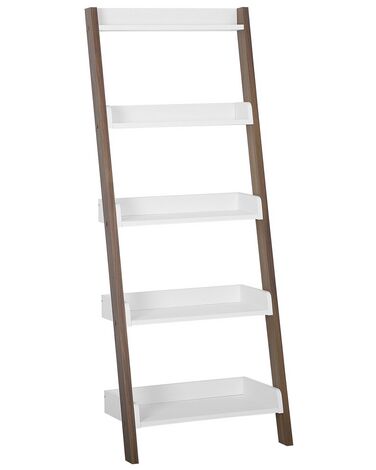 Rebríkový regál s 5 policami biela/tmavé drevo MOBILE TRIO