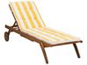 Wooden Reclining Sun Lounger with Cushion Yellow and White CESANA_774989