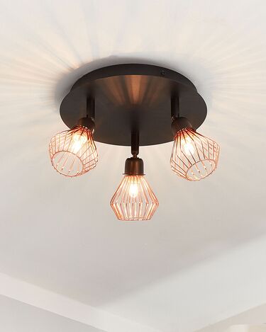 3 Light Metal Ceiling Lamp Copper VOLGA