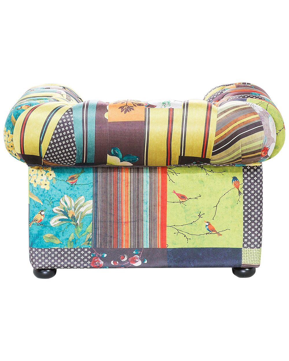 Fabric Armchair Patchwork Yellow CHESTERFIELD Beliani.co.uk