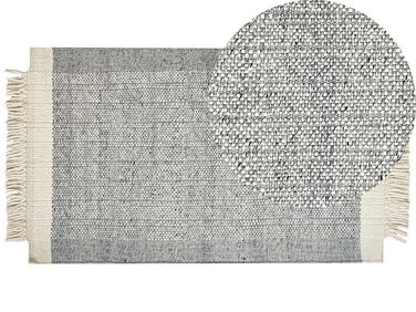 Tæppe 80 x 150 cm grå og hvid uld TATLISU