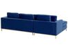 Canapé angle à droite 4 places en velours bleu foncé avec pouf OSLO_744169