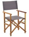 Set of 2 Acacia Folding Chairs and 2 Replacement Fabrics Light Wood with Grey / Olives Pattern CINE_819405