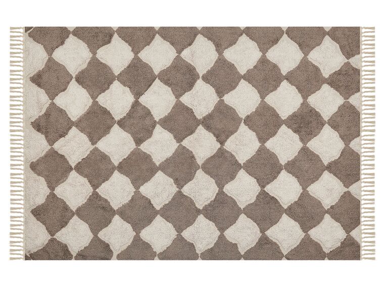 Cotton Area Rug 140 x 200 cm Brown and Beige SINOP_839718