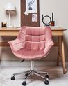 Krzesło biurowe regulowane welurowe różowe LABELLE_854921