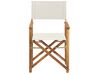 Set of 2 Acacia Folding Chairs and 2 Replacement Fabrics Light Wood with Off-White / Geometric Pattern CINE_819300