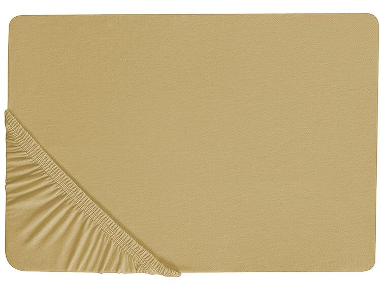 Cotton Fitted Sheet 140 x 200 cm Olive Green JANBU_845889