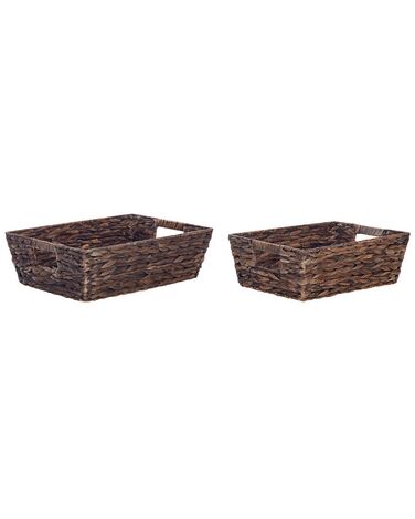 Conjunto de 2 cestas de jacinto de agua marrón oscuro PANDZ