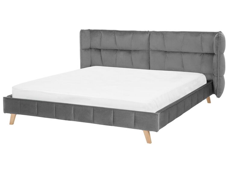 Łóżko welurowe 180 x 200 cm szare SENLIS _740809