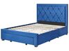 Velvet EU Double Bed with Storage Navy Blue LIEVIN_857978