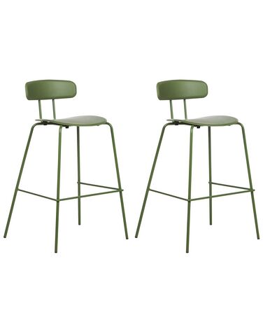 Set of 2 Bar Chairs Green SIBLEY