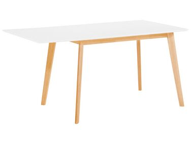 Mesa de comedor extensible blanco/madera clara 120/155 x 80 cm MEDIO