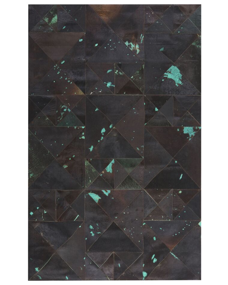 Tappeto in pelle marrone / turchese 140 x 200 cm ATALAN_720995