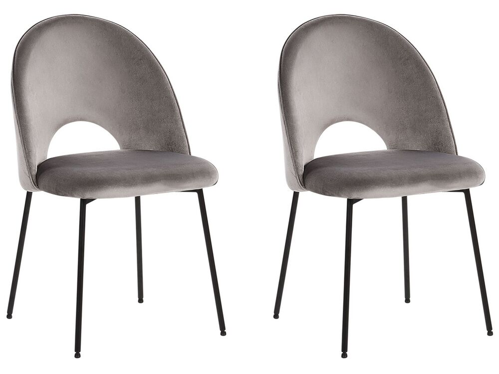 Chaise de salle à manger en velours gris JAVA (lot de 2), Chaises